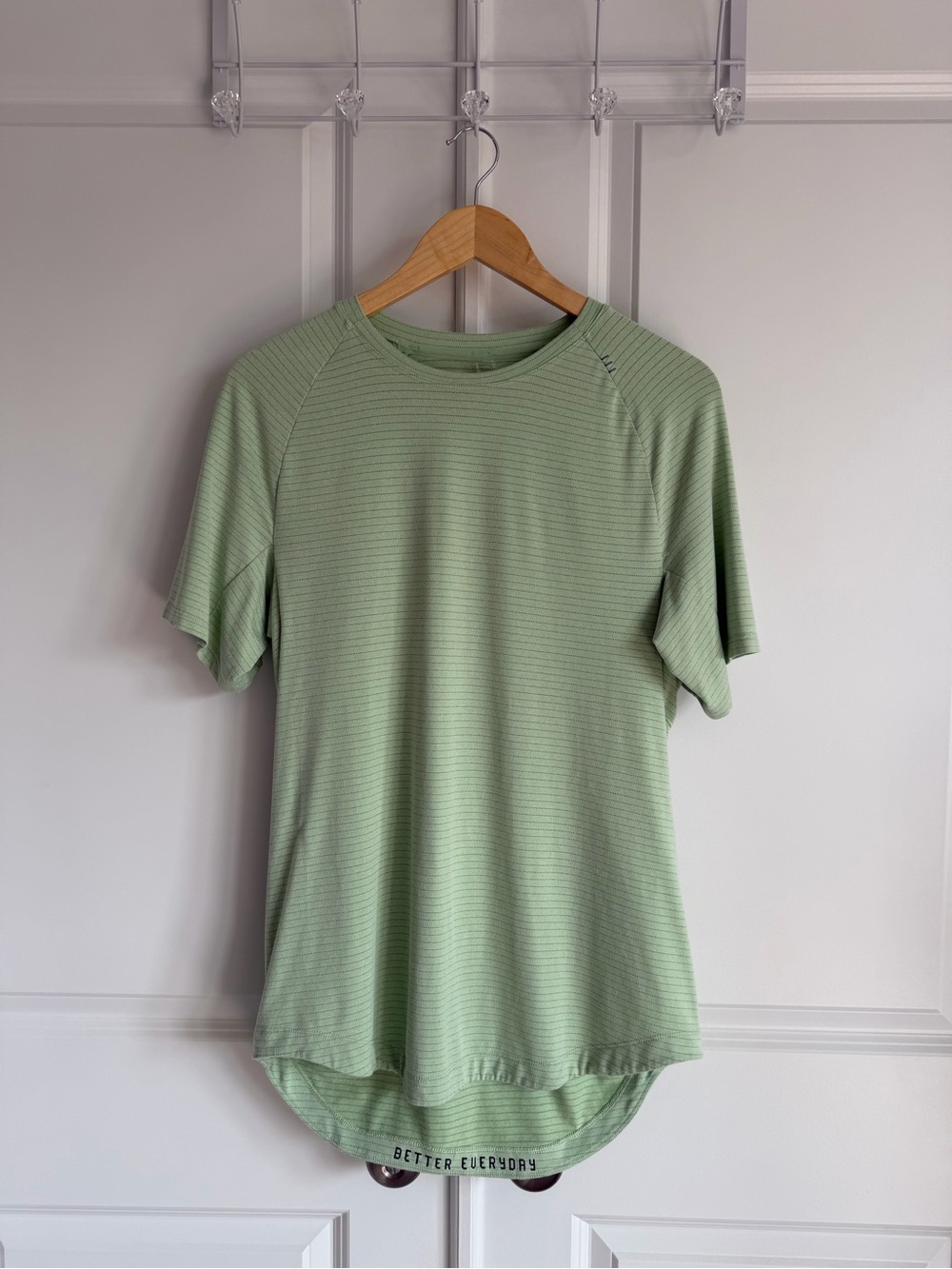 lululemon athletica Mint Green Striped Workout Tee